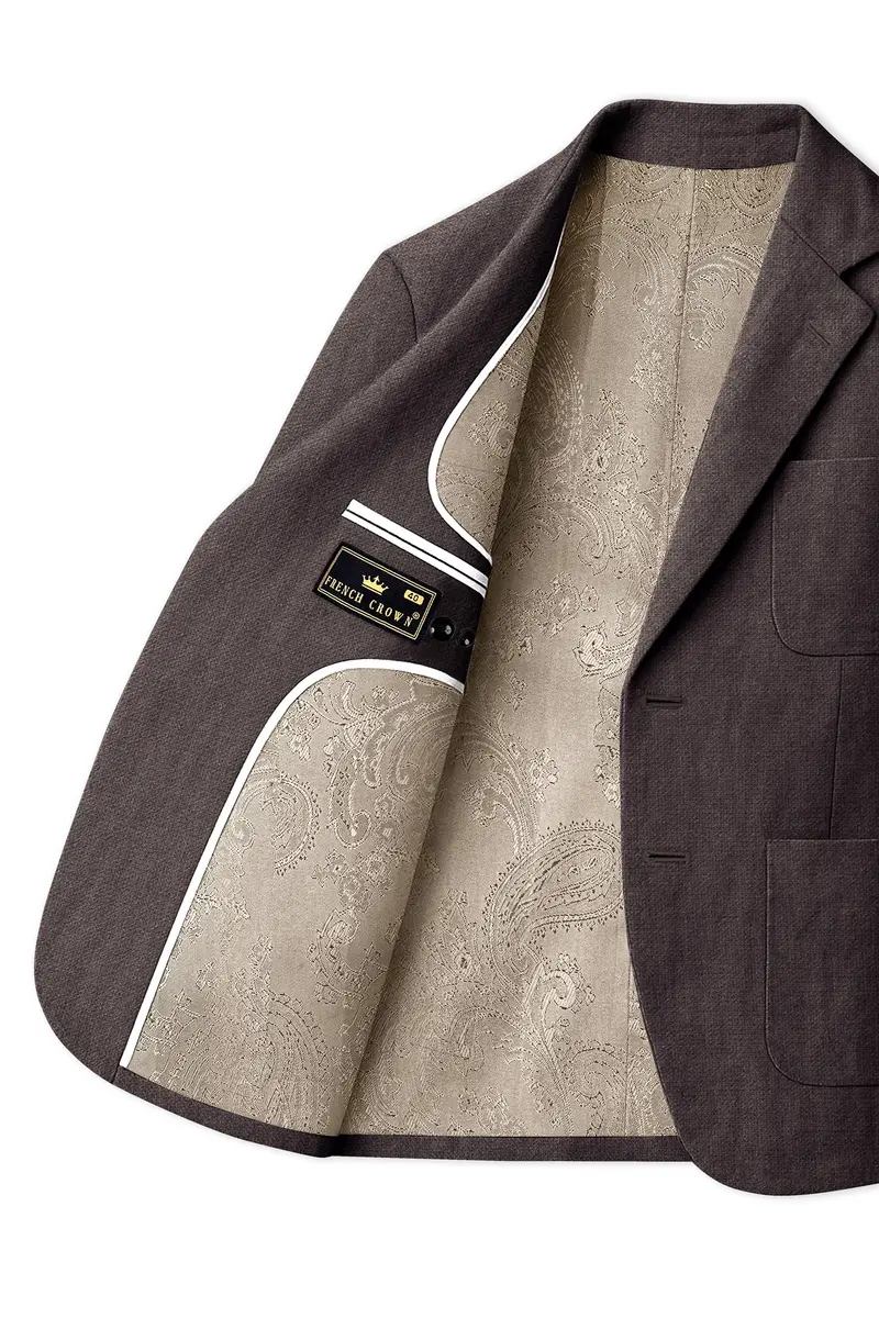Terravo-Iridium Brown Luxurious Linen Single Breasted Sports Blazer 6
