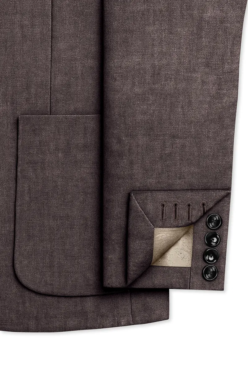 Terravo-Iridium Brown Luxurious Linen Single Breasted Sports Blazer 7