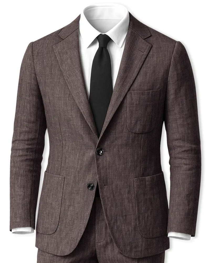 Terravo-Iridium Brown Luxurious Linen Single Breasted Sports Suit 1