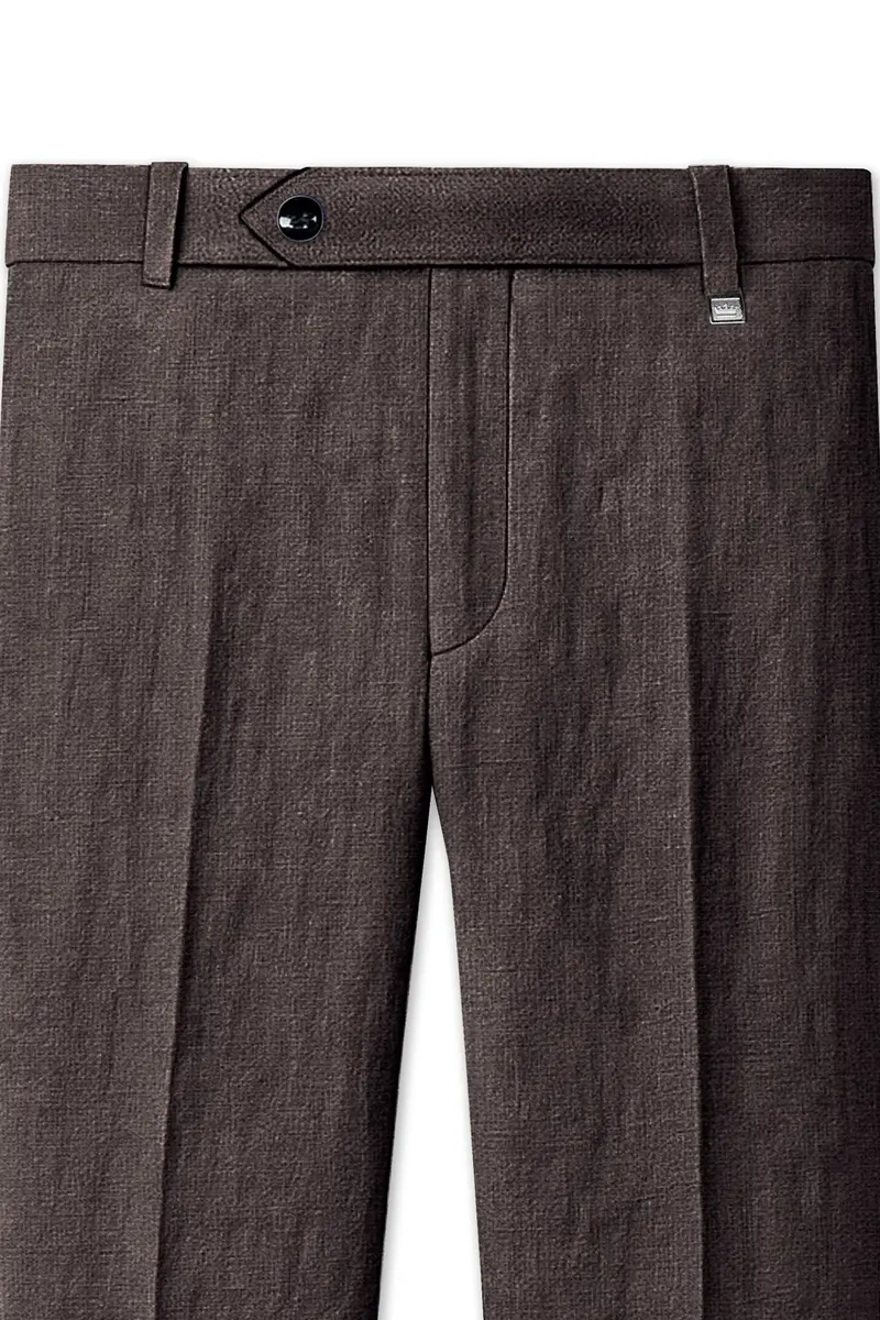 Terravo-Iridium Brown Luxurious Linen Stretchable Waistband Pant 4
