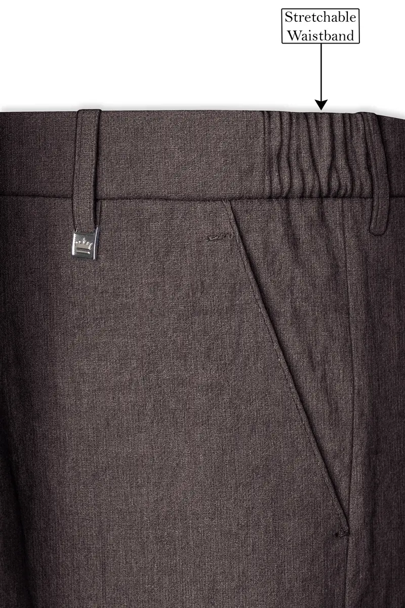 Terravo-Iridium Brown Luxurious Linen Stretchable Waistband Pant 6