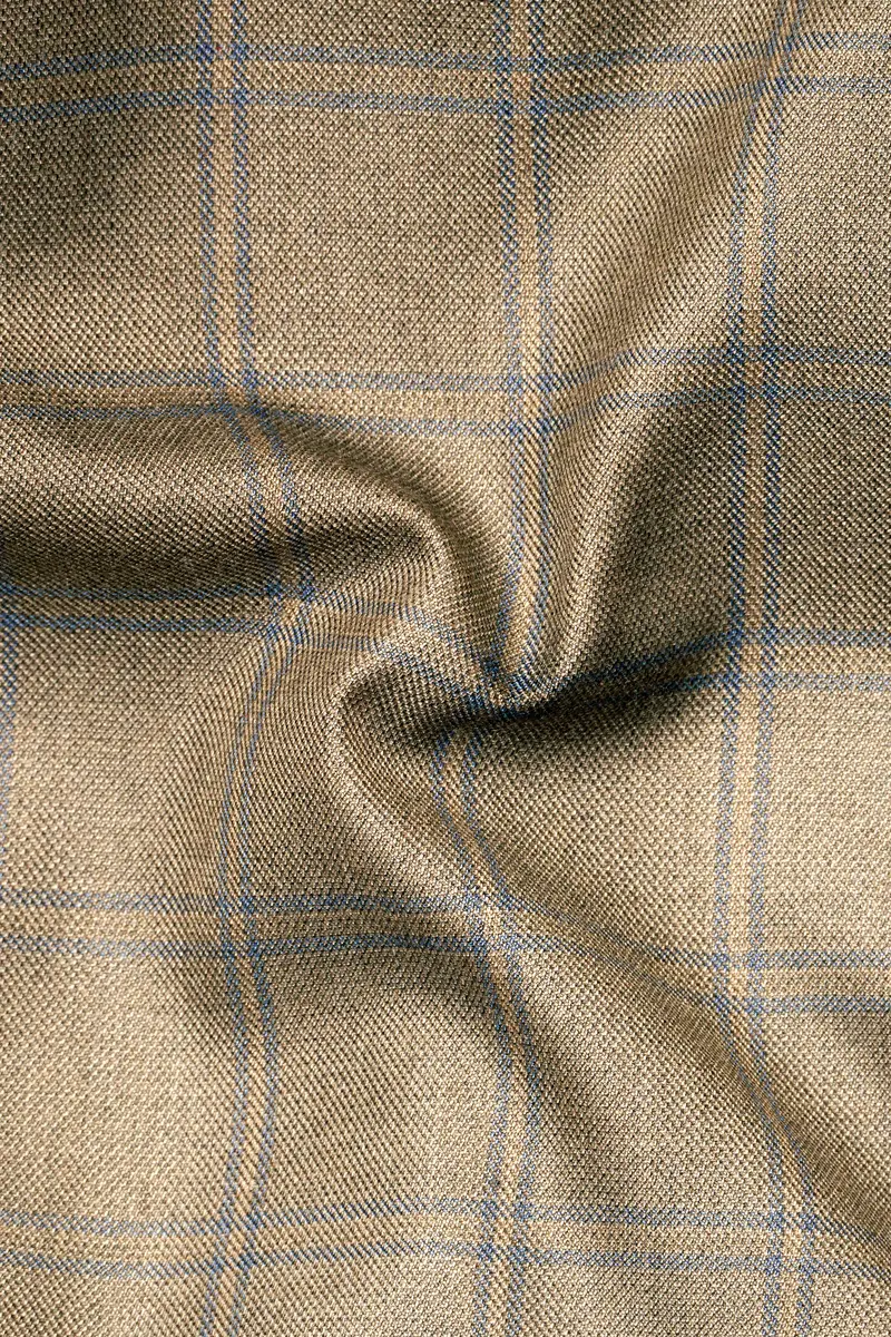 Terravo-Roman Brown Windowpane Wool Rich Single Breasted Blazer 3