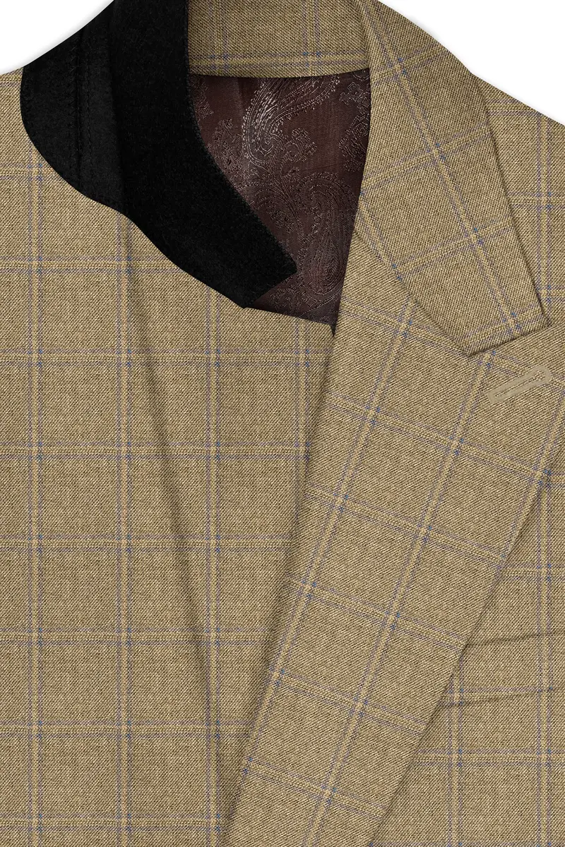 Terravo-Roman Brown Windowpane Wool Rich Single Breasted Blazer 4