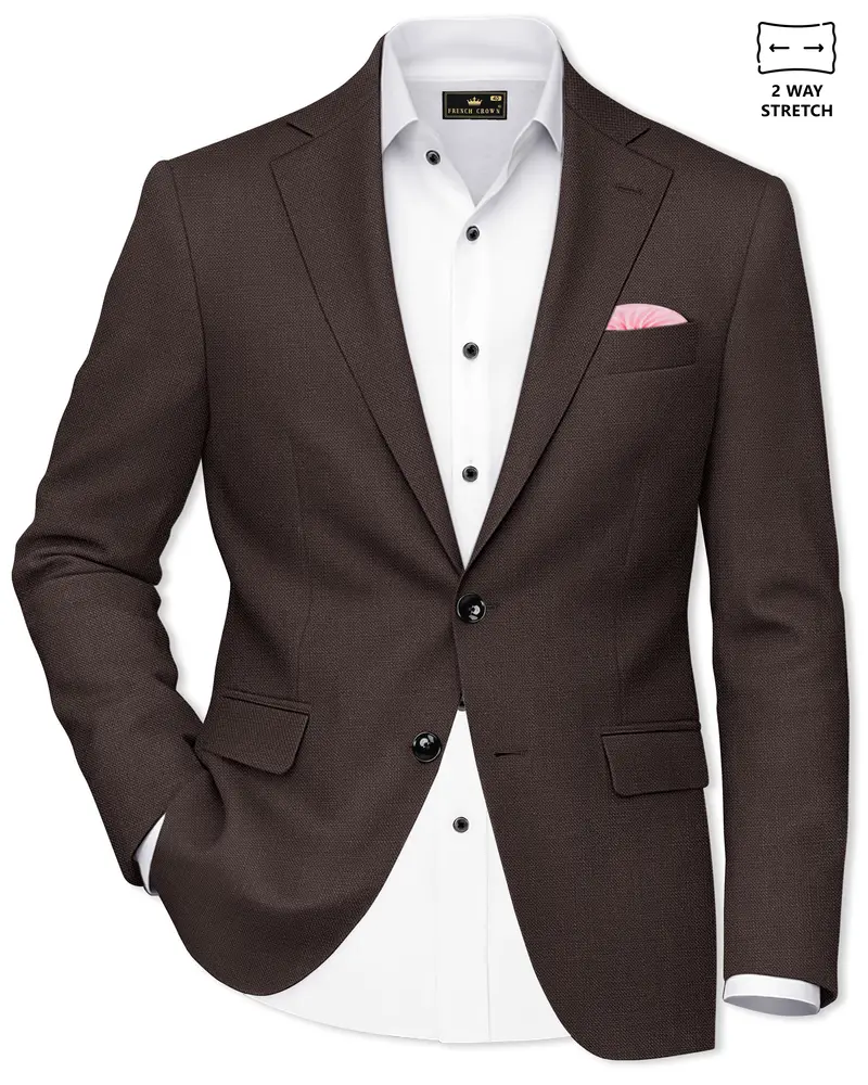 Terrivo-Zeus Brown Luxurious Linen Single Breasted Stretchable Traveler Blazer 1