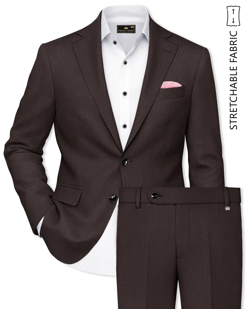 Terrivo-Zeus Brown Luxurious Linen Single Breasted Stretchable Traveler Suit 1