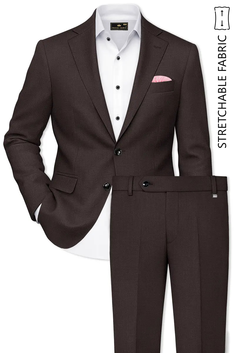 Terrivo-Zeus Brown Luxurious Linen Single Breasted Stretchable Traveler Suit 2