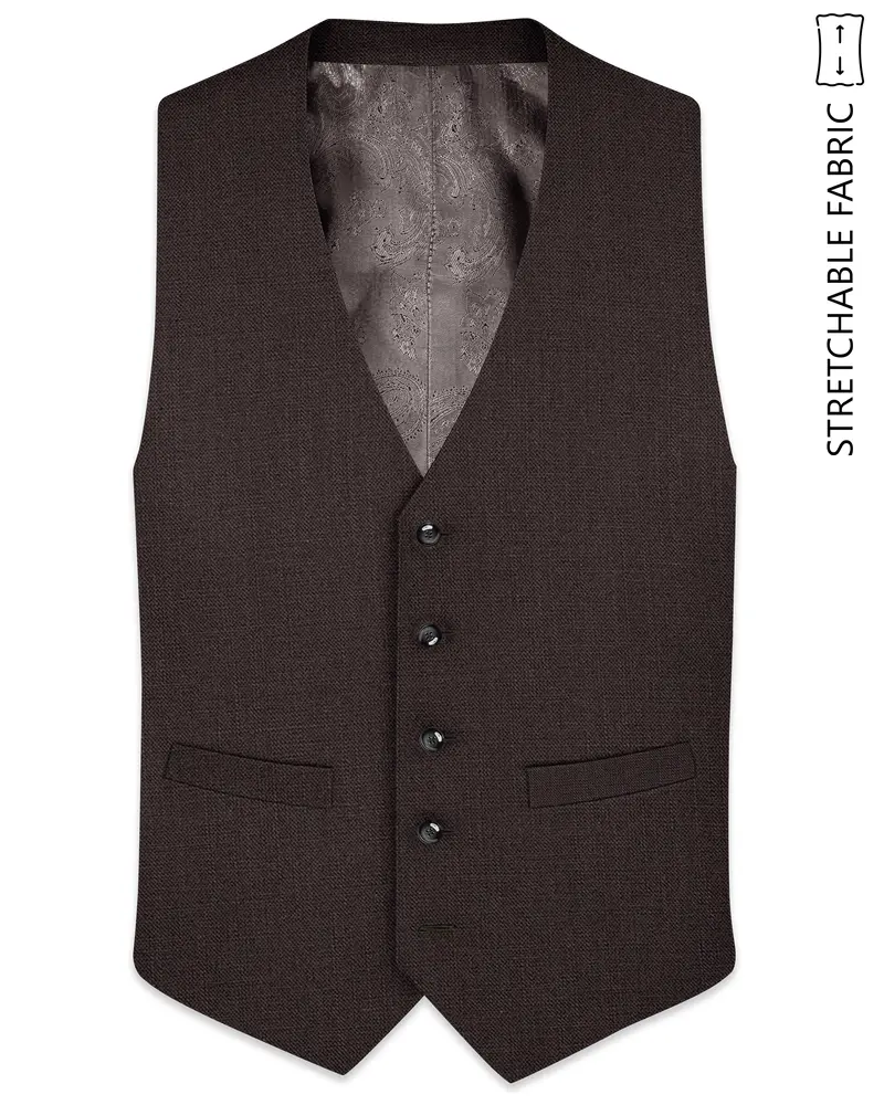 Terrivo-Zeus Brown Luxurious Linen Stretchable Waistcoat 1