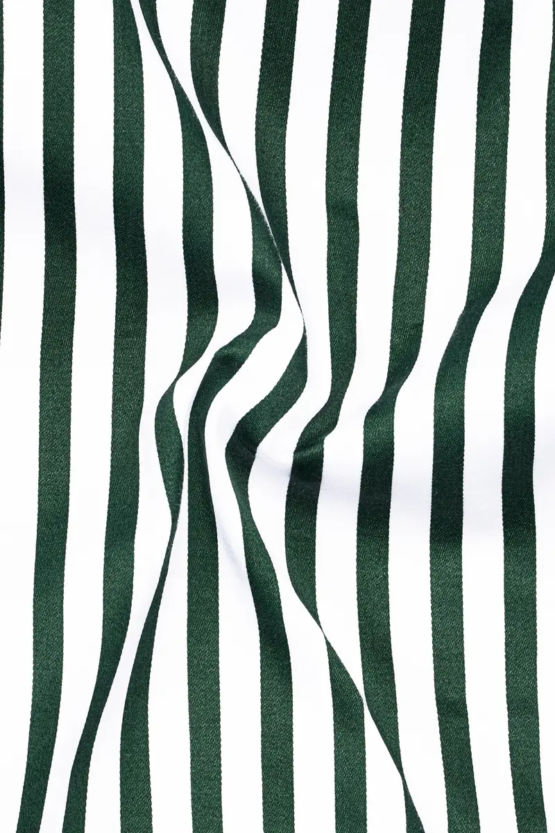 Thalvoro-Phthalo Green And Bright White Candy Striped Subtle Sheen Super Soft Premium Cotton Dress Shirt 3