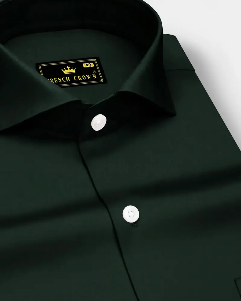 Thalvoro-Phthalo Green Subtle Sheen Super Soft Premium Cotton Cut Away Collar Dress Shirt 1