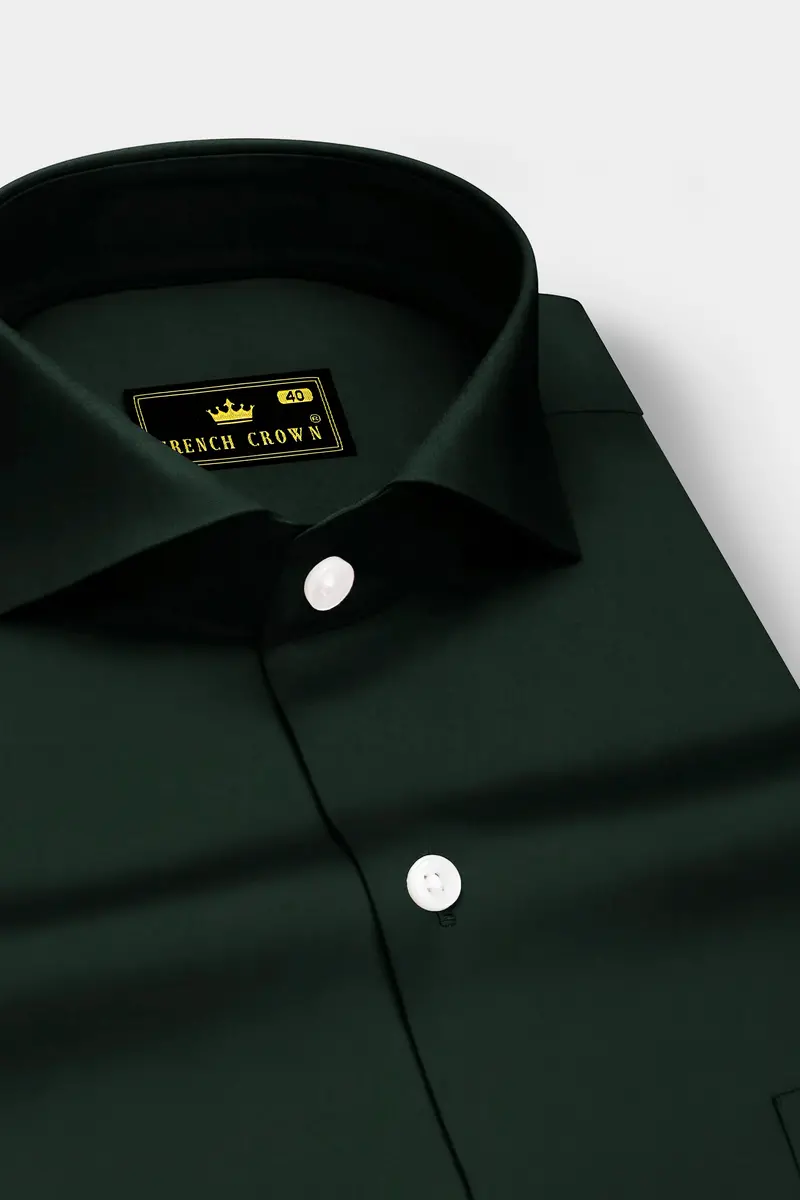 Thalvoro-Phthalo Green Subtle Sheen Super Soft Premium Cotton Cut Away Collar Dress Shirt 2