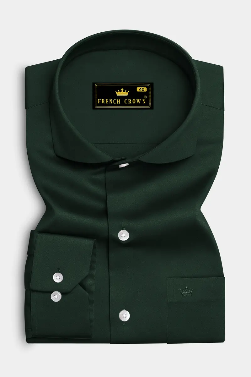 Thalvoro-Phthalo Green Subtle Sheen Super Soft Premium Cotton Cut Away Collar Dress Shirt 4