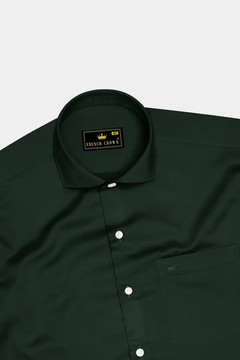 Thalvoro-Phthalo Green Subtle Sheen Super Soft Premium Cotton Cut Away Collar Dress Shirt 5