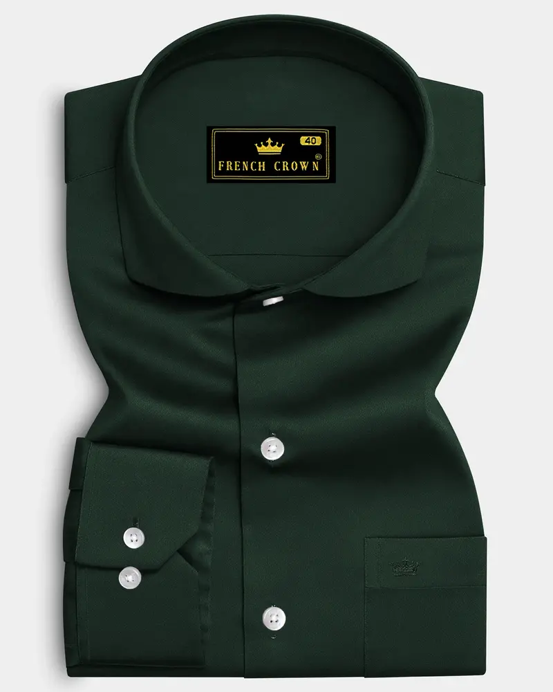 Thalvoro-Phthalo Green Subtle Sheen Super Soft Premium Cotton Cut Away Collar Dress Shirt 6