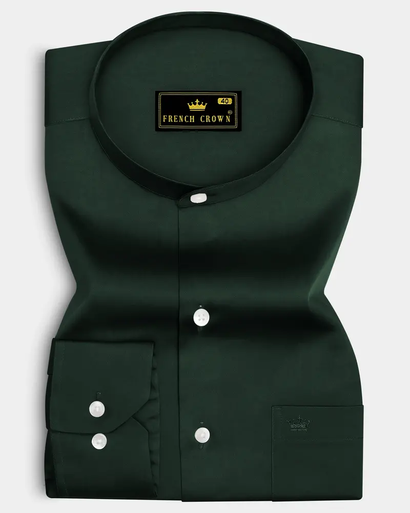 Thalvoro-Phthalo Green Subtle Sheen Super Soft Premium Cotton Mandarin Shirt 6