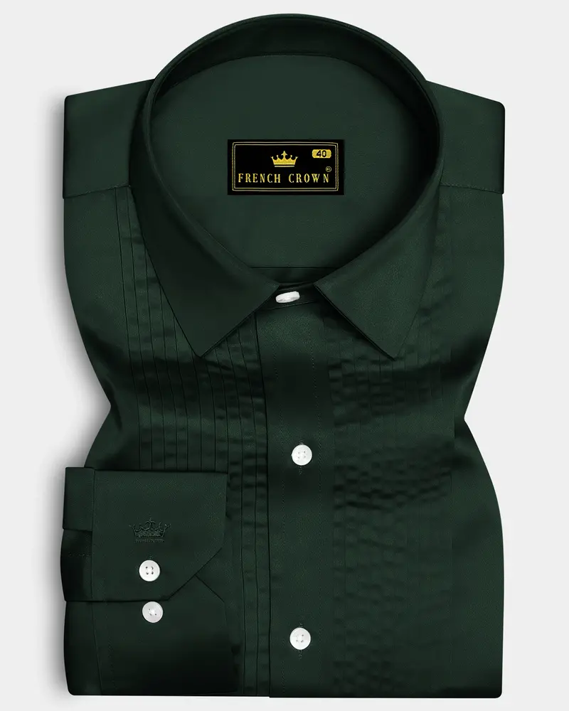 Thalvoro-Phthalo Green Subtle Sheen Super Soft Premium Cotton Tuxedo Shirt 1
