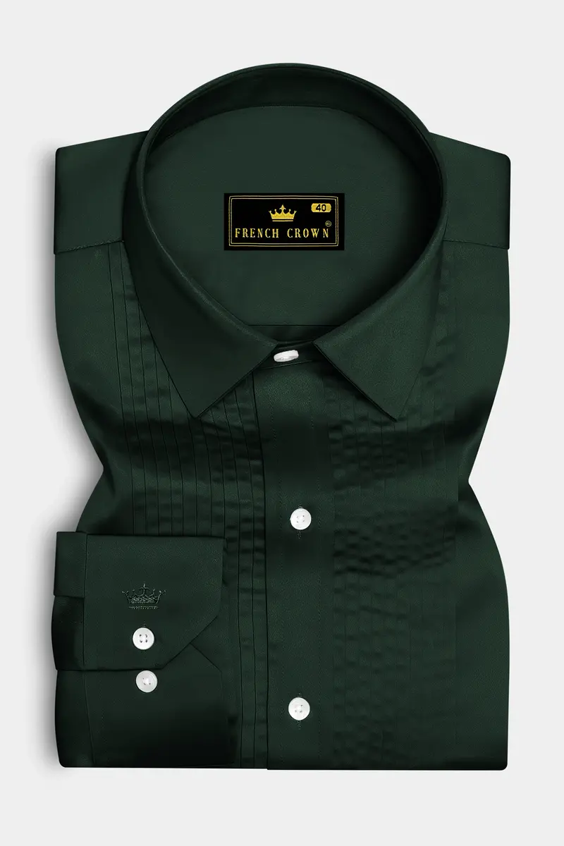 Thalvoro-Phthalo Green Subtle Sheen Super Soft Premium Cotton Tuxedo Shirt 2