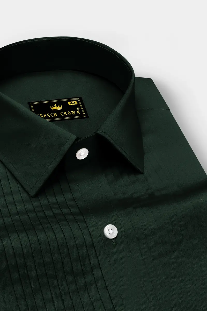 Thalvoro-Phthalo Green Subtle Sheen Super Soft Premium Cotton Tuxedo Shirt 4