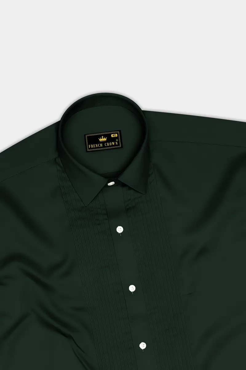 Thalvoro-Phthalo Green Subtle Sheen Super Soft Premium Cotton Tuxedo Shirt 5