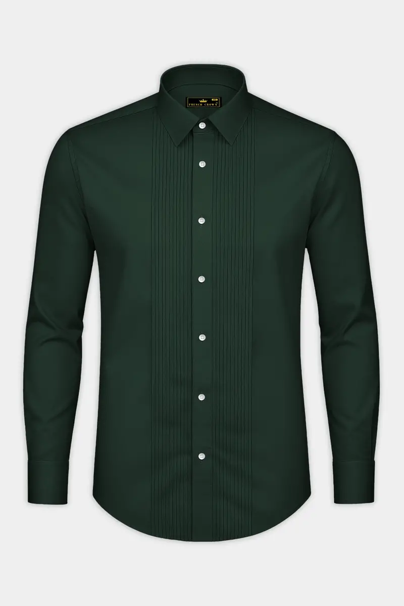 Thalvoro-Phthalo Green Subtle Sheen Super Soft Premium Cotton Tuxedo Shirt 6