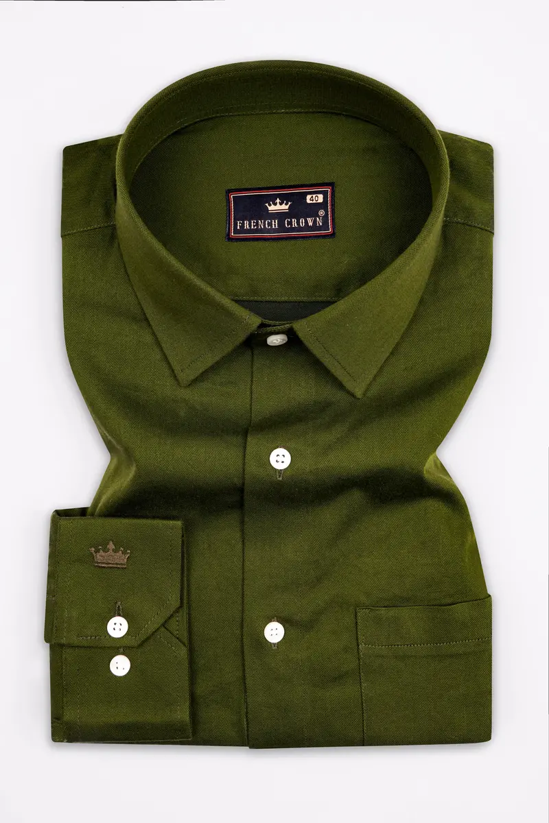 Thatch Green Two Tone Chambray Premium Cotton Shirt 1