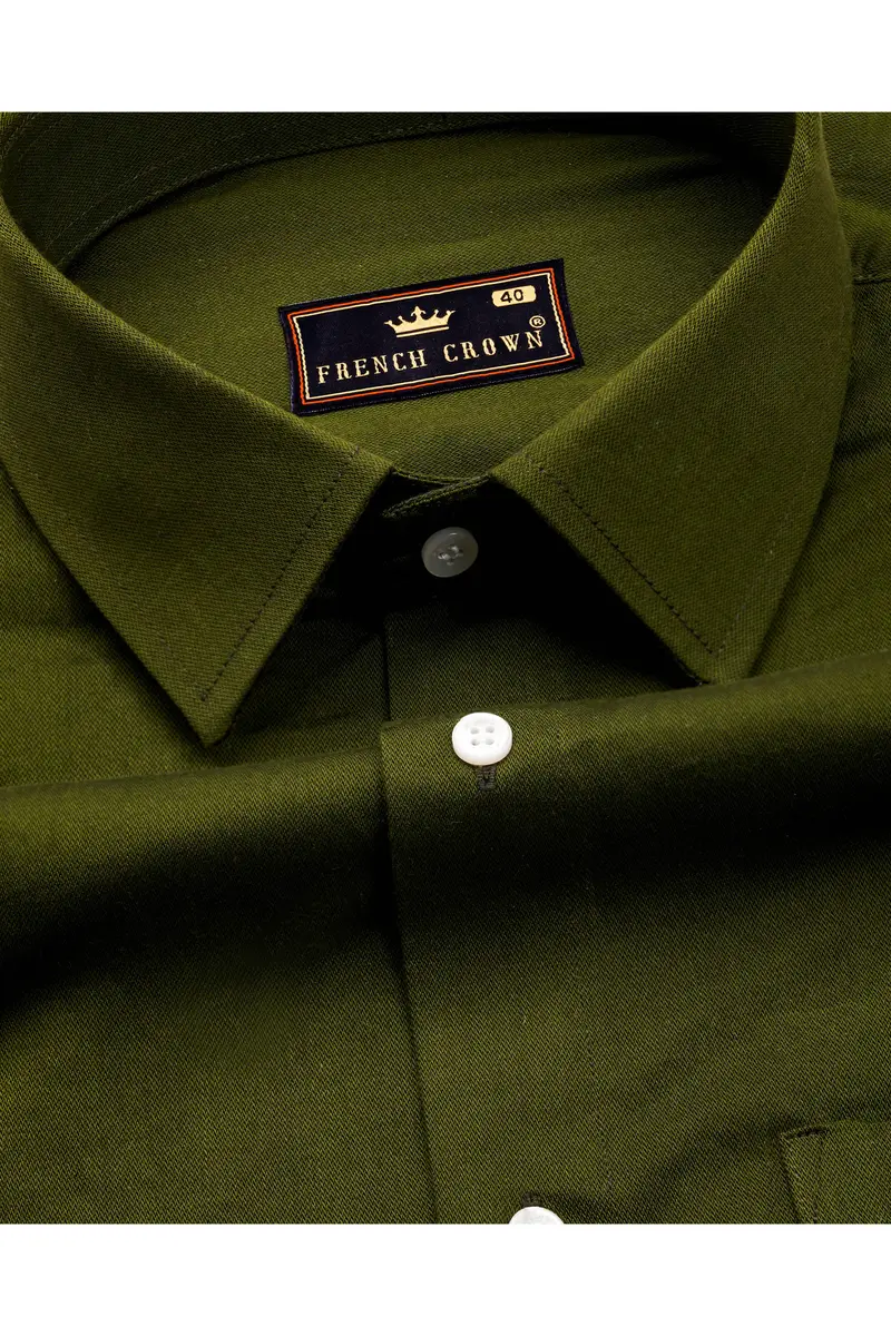 Thatch Green Two Tone Chambray Premium Cotton Shirt 3