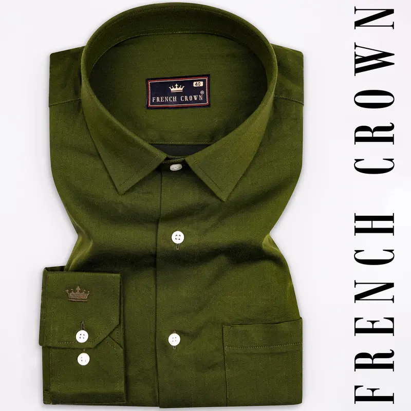 Thatch Green Two Tone Chambray Premium Cotton Shirt 4