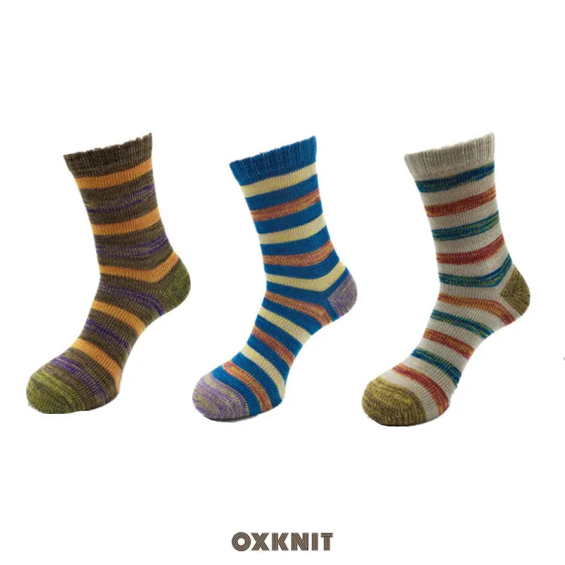 Thick Thread Color Stripes Mid-Calf Length Men's Socks Cotton Socks Retro Casual Cotton Socks 1