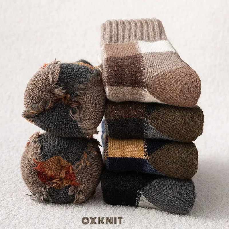 Thickened Fleece-Lined Warm Retro Extra Thick Plaid Tube Socks 1