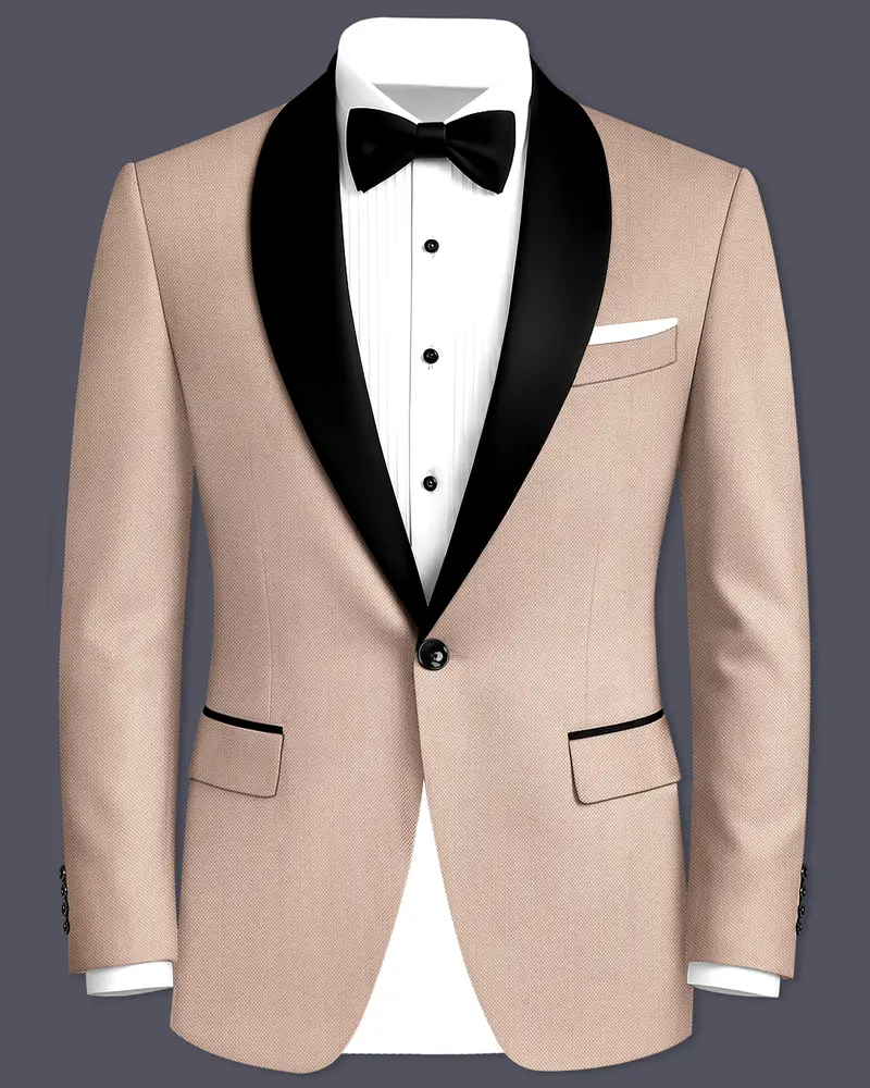 Thistle Brown Dobby Textured Tuxedo Blazer 1