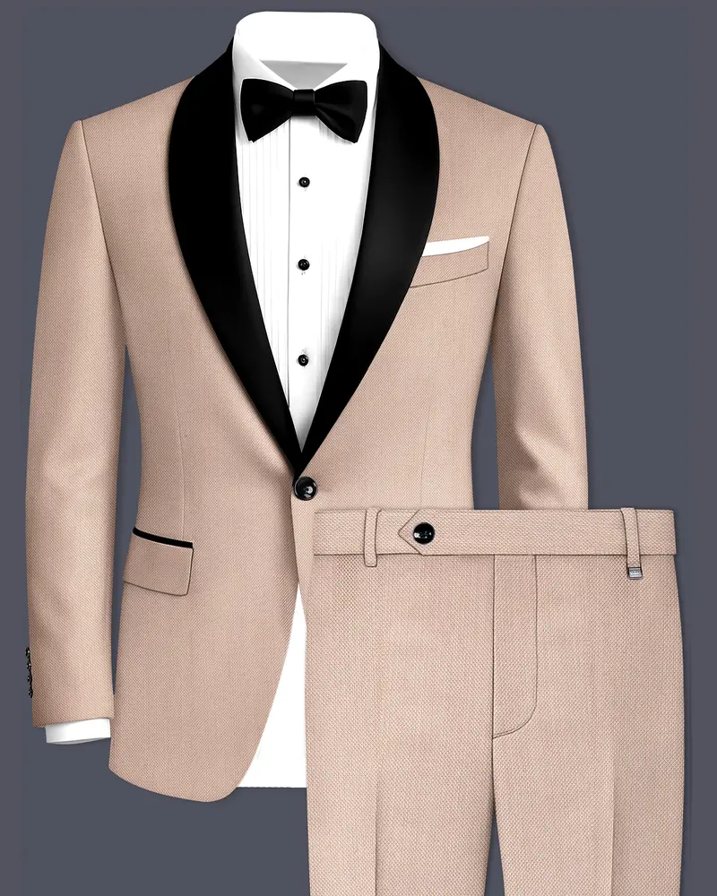 Thistle Brown Dobby Textured Tuxedo Suit 1