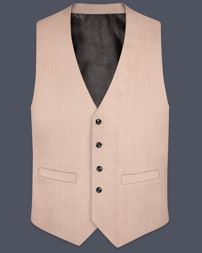 Thistle Brown Dobby Textured Waistcoat 1