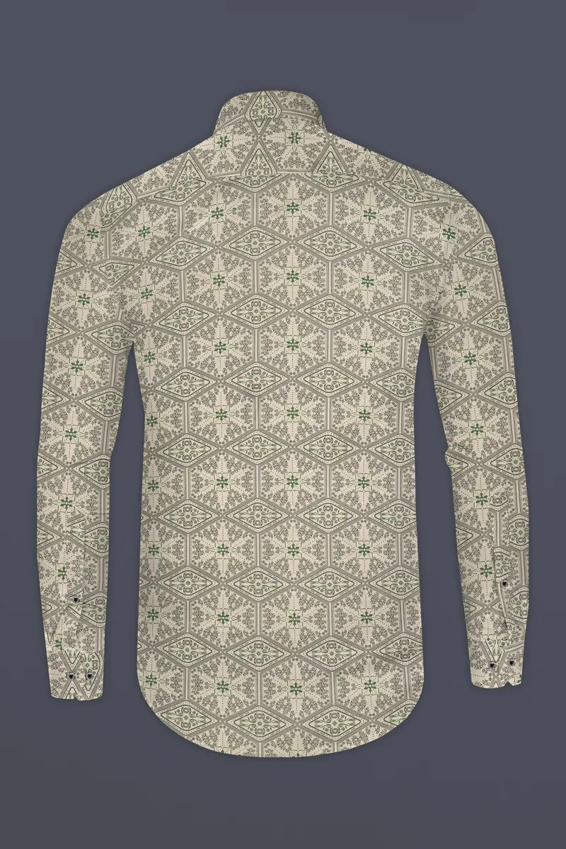 Thistle Cream Printed Premium Giza Cotton Shirt 5
