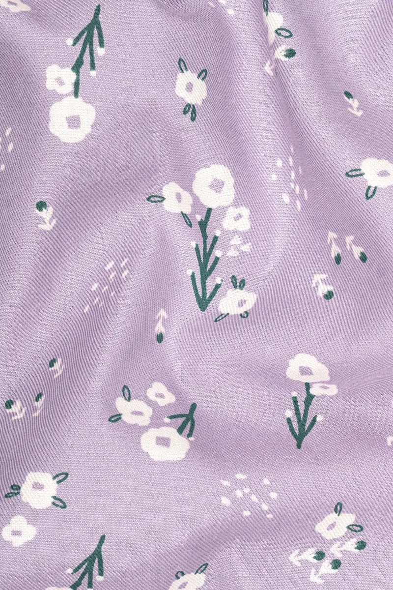 Thistle Pink Fountain Floral Printed Premium Tencel Kurta Shirt 3