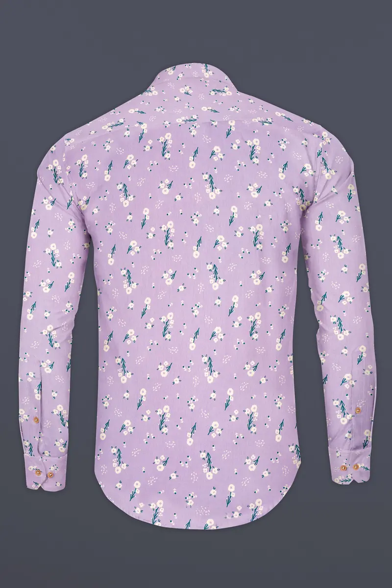 Thistle Pink Fountain Floral Printed Premium Tencel Kurta Shirt 6