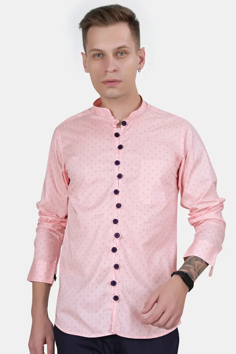 Thistle Pink Printed Subtle Sheen Super Soft Premium Cotton Designer Shirt 4