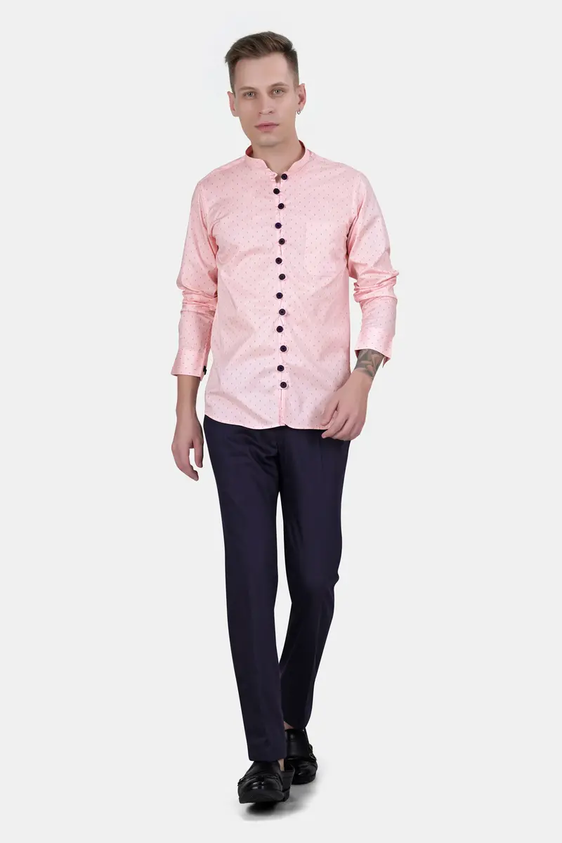 Thistle Pink Printed Subtle Sheen Super Soft Premium Cotton Designer Shirt 7