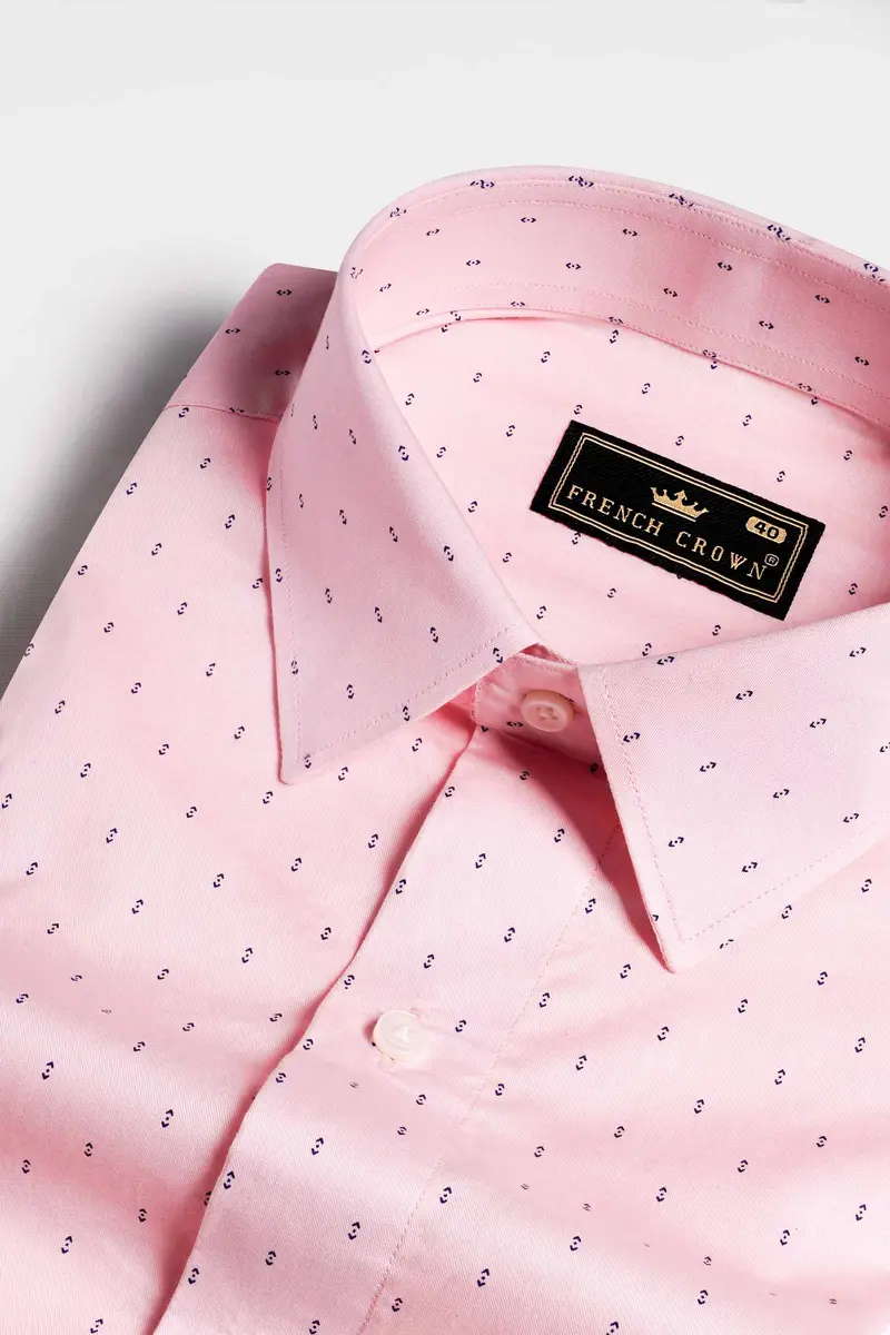 Thistle Pink Printed Twill Premium Cotton Shirt 1