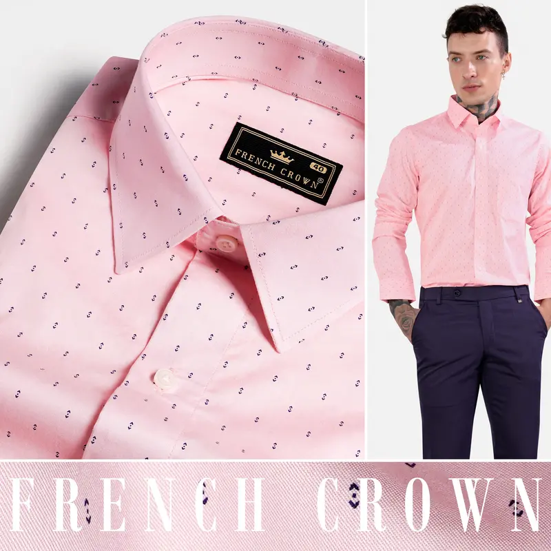 Thistle Pink Printed Twill Premium Cotton Shirt 4