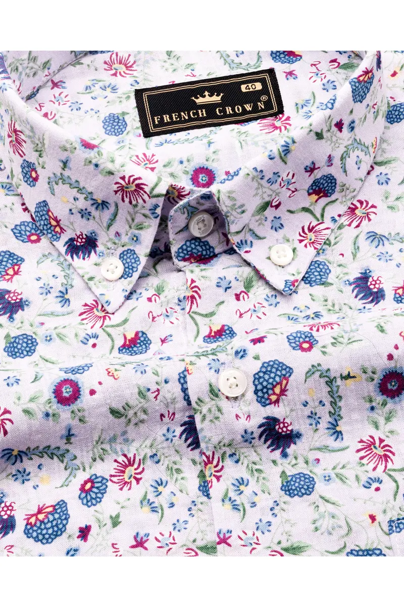 Thistle Purple And Yonder Blue Funky Printed Lightweight Premium Cotton Oversized Shirt 4
