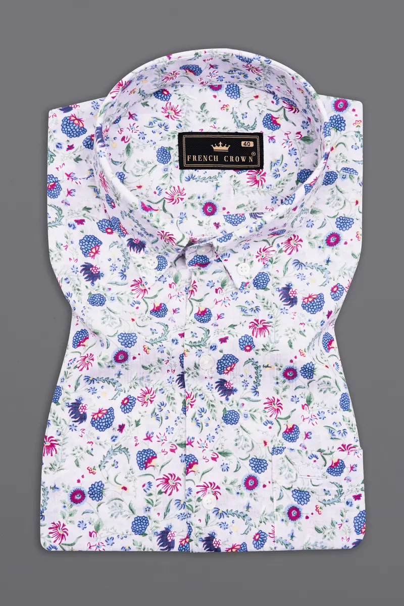 Thistle Purple And Yonder Blue Funky Printed Lightweight Premium Cotton Oversized Shirt 5