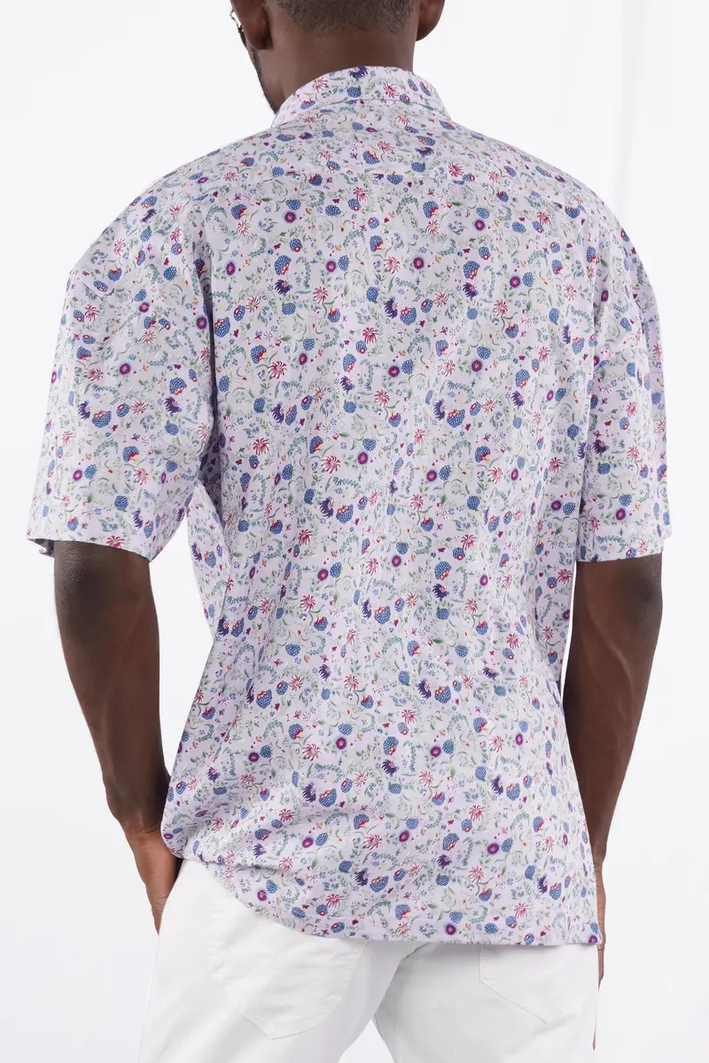 Thistle Purple And Yonder Blue Funky Printed Lightweight Premium Cotton Oversized Shirt 6