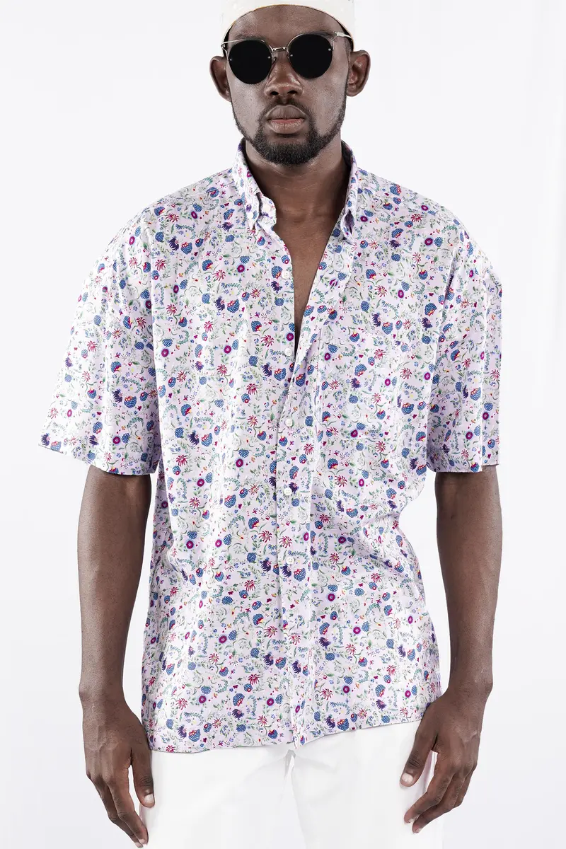 Thistle Purple And Yonder Blue Funky Printed Lightweight Premium Cotton Oversized Shirt 9