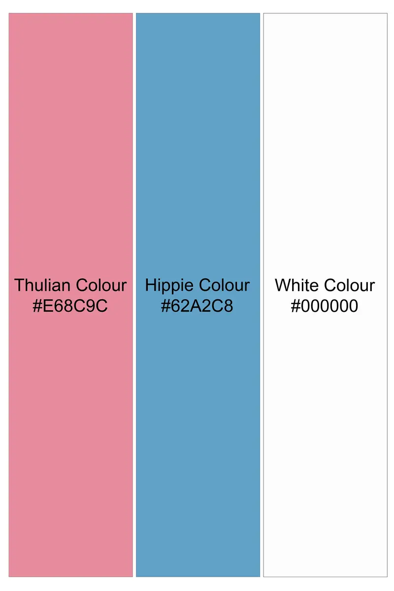 Thulian Pink And Hippie Blue With White Abstract Printed Super Soft Premium Cotton Shirt 8