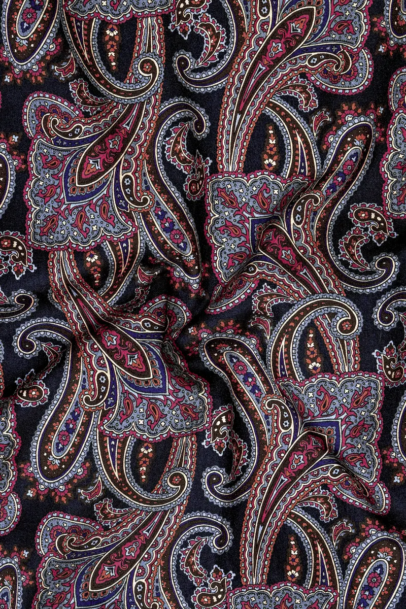 Thulian Pink And Jade Black Paisley Printed Subtle Sheen Super Soft Premium Cotton Shirt 3