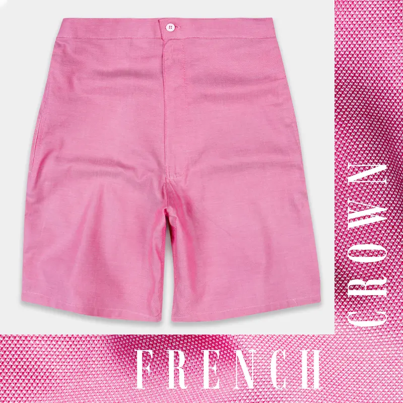 Thulian Pink Dobby Textured Giza Cotton Shorts 1