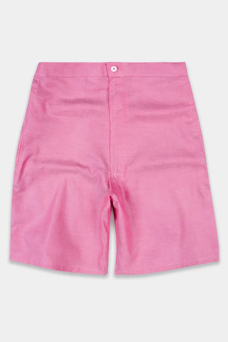 Thulian Pink Dobby Textured Giza Cotton Shorts 2