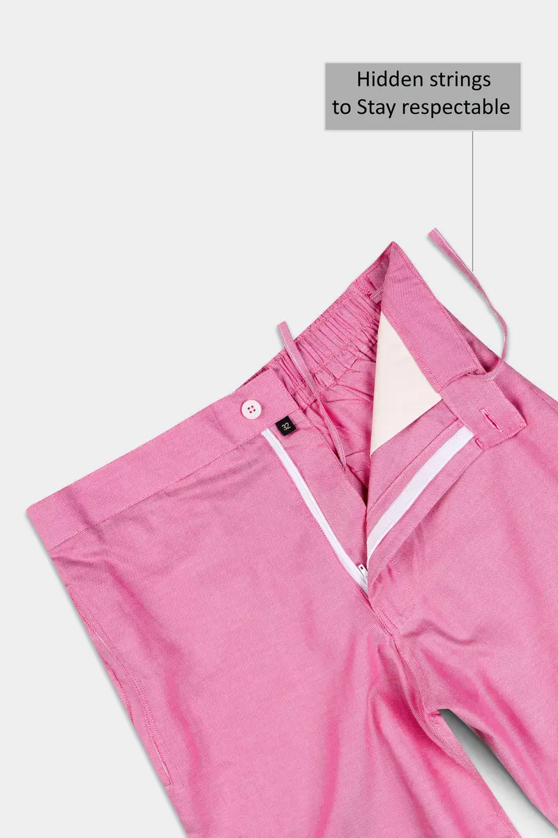 Thulian Pink Dobby Textured Giza Cotton Shorts 4
