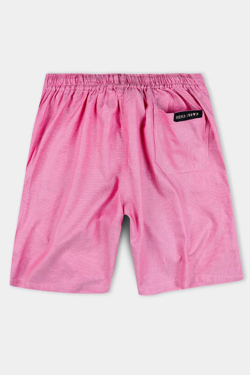Thulian Pink Dobby Textured Giza Cotton Shorts 5