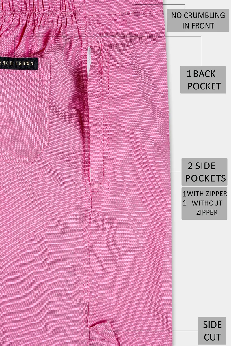 Thulian Pink Dobby Textured Giza Cotton Shorts 6