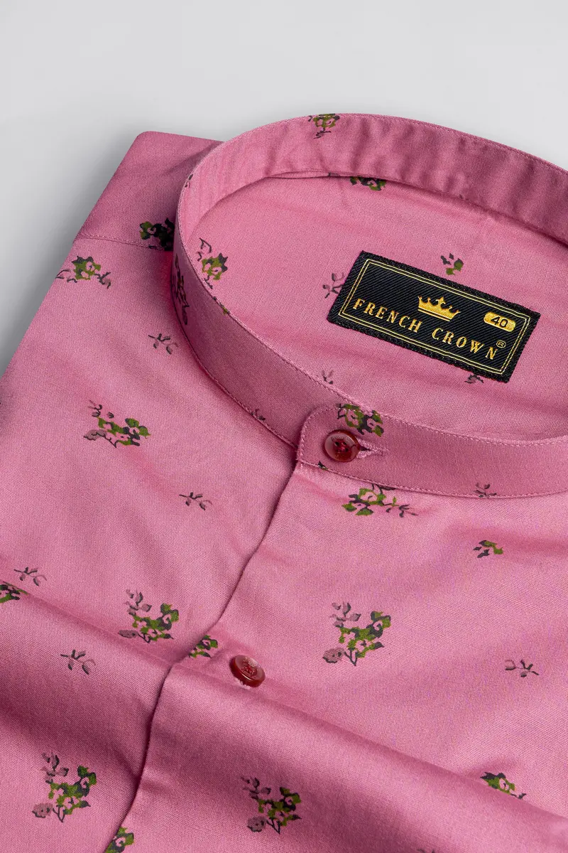 Thulian Pink Floral Printed Royal Oxford Shirt 1